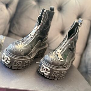 Dolce & Gabbana Black Patent Platform Boots